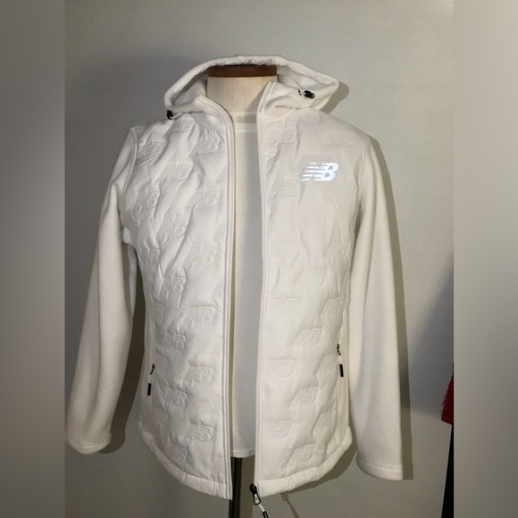 New Balance [XL] Branded White Full-Zip Fleece Jacket - Picture 3 of 15